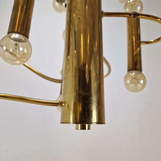 Image 1 of Vintage brass chandeliers by Gaetano Sciolari, Italy 1970