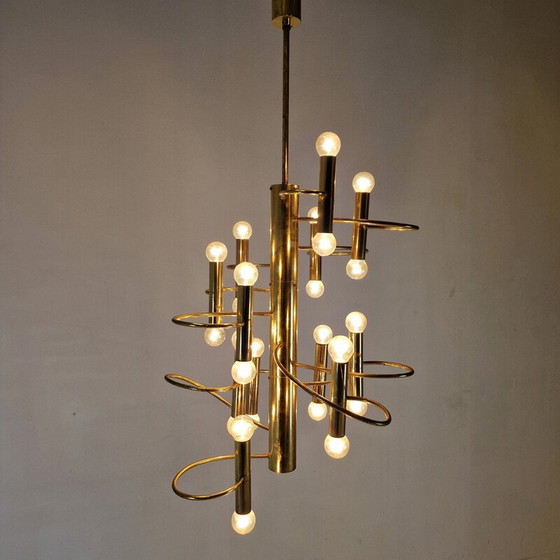 Image 1 of Vintage brass chandeliers by Gaetano Sciolari, Italy 1970