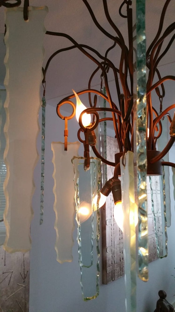 Image 1 of Brand and van Egmond chandelier behind the frosted glass