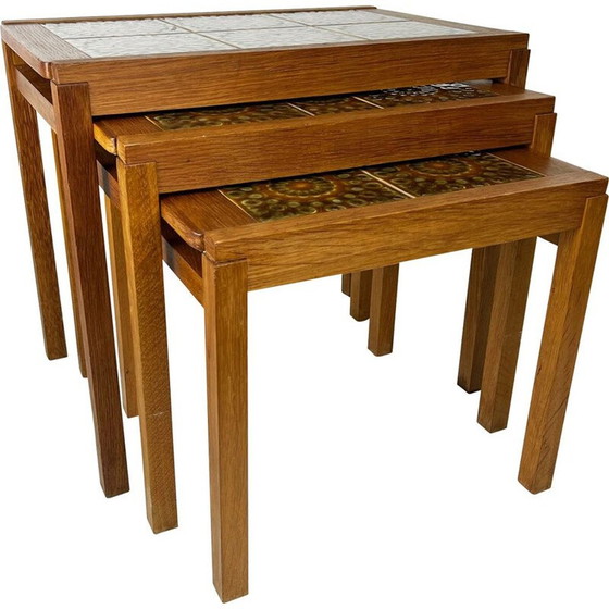 Image 1 of Set of 3 vintage Danish oak tables, 1960s