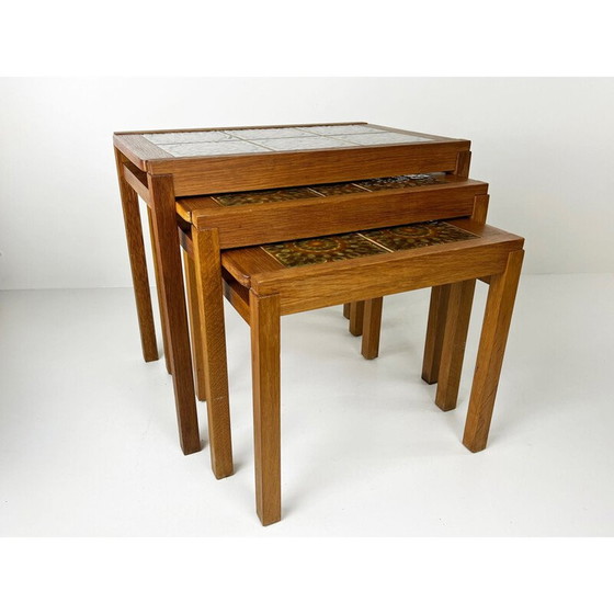 Image 1 of Set of 3 vintage Danish oak tables, 1960s