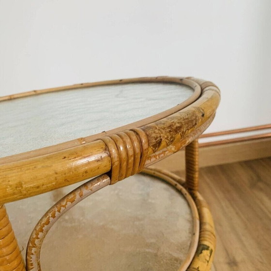 Image 1 of Vintage rattan and glass coffee table for Rohé Noordwolde, 1950