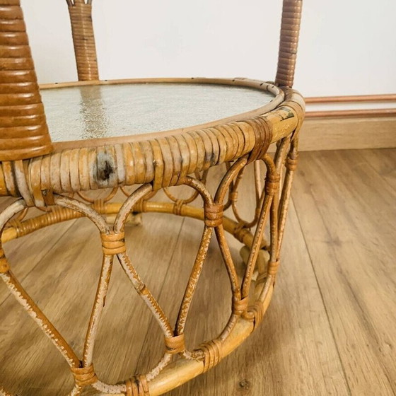 Image 1 of Vintage rattan and glass coffee table for Rohé Noordwolde, 1950