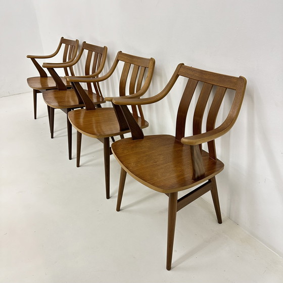 Image 1 of Set di 4 sedie da pranzo De Groot Landeweer in compensato di teak, anni '60