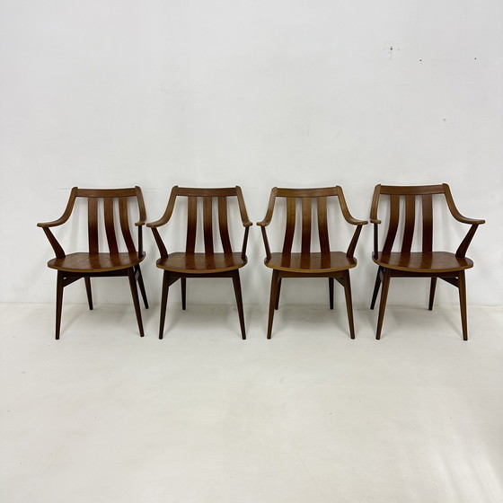 Image 1 of Set di 4 sedie da pranzo De Groot Landeweer in compensato di teak, anni '60
