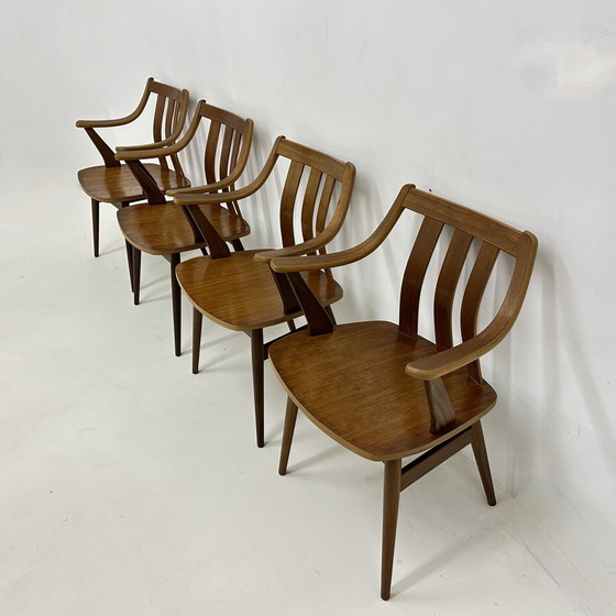 Image 1 of Set di 4 sedie da pranzo De Groot Landeweer in compensato di teak, anni '60
