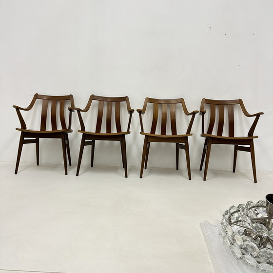 Image 1 of Set di 4 sedie da pranzo De Groot Landeweer in compensato di teak, anni '60