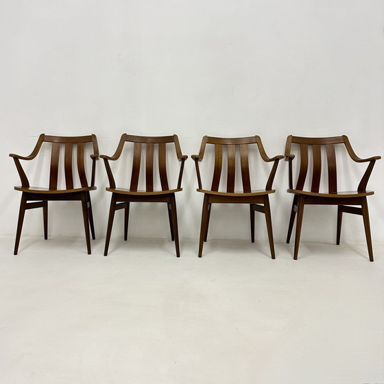 Image 1 of Set di 4 sedie da pranzo De Groot Landeweer in compensato di teak, anni '60