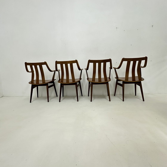Image 1 of Set di 4 sedie da pranzo De Groot Landeweer in compensato di teak, anni '60