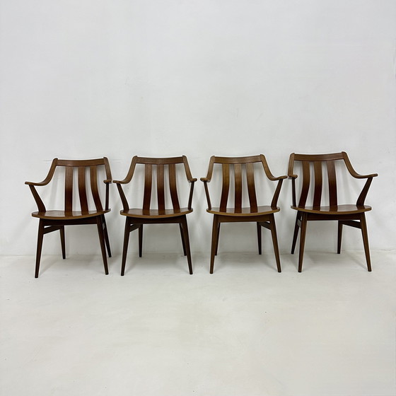 Image 1 of Set di 4 sedie da pranzo De Groot Landeweer in compensato di teak, anni '60