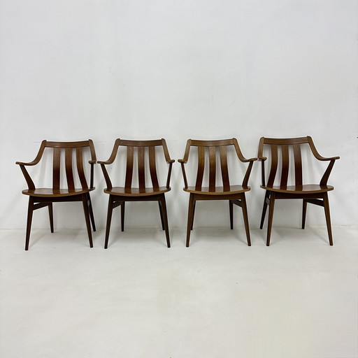 Set Of 4 Teak Plywood De Groot Landeweer Dining Chairs , 1960S