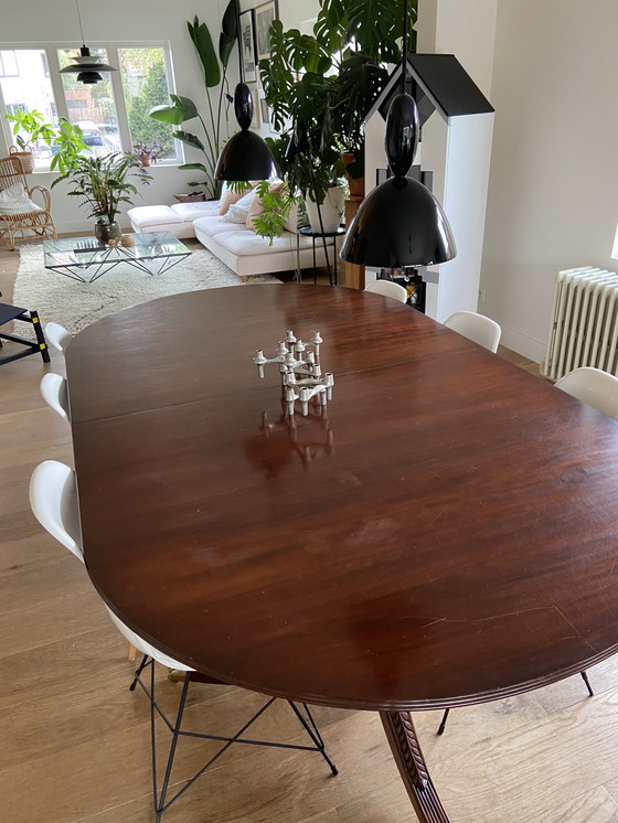 Image 1 of Tavolo da pranzo ovale vintage in legno massello di mogano