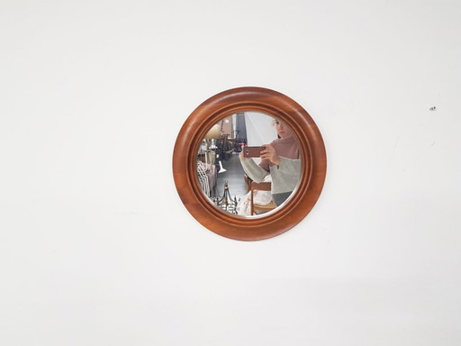 Danish teak round mirror