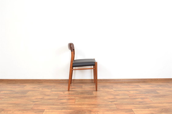 Image 1 of Mid-Century Danish Teak & Leather Dining Chairs Model 75 By N. O. Møller For J.L. Møller, 1960S, Set Of 4