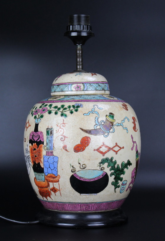 Image 1 of Antique Chinese porcelain Famille rose table lamp