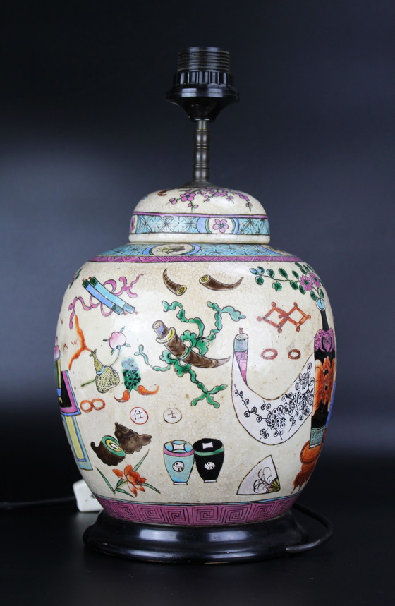 Image 1 of Antique Chinese porcelain Famille rose table lamp