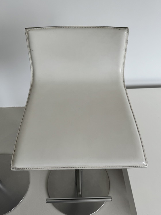 Image 1 of Lapalma Thin Barstool, Set Of 3, White Leather