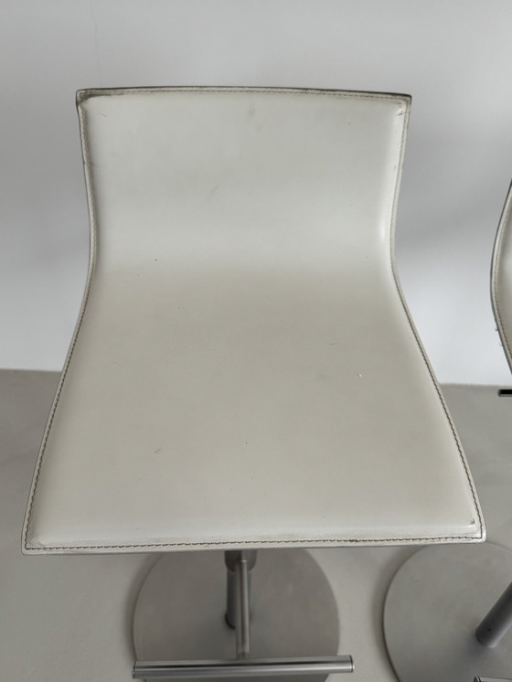 Image 1 of Lapalma Thin Barstool, Set Of 3, White Leather