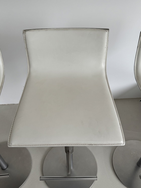 Image 1 of Lapalma Thin Barstool, Set Of 3, White Leather