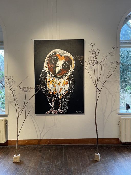 Painting Portrait Of A Barn Owl