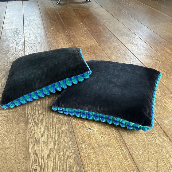 Image 1 of Cushion Vintage 70s Turquoise Blue