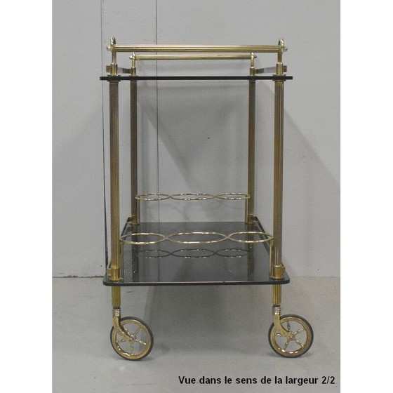 Image 1 of Vintage brass and smoked glass cart, 1970