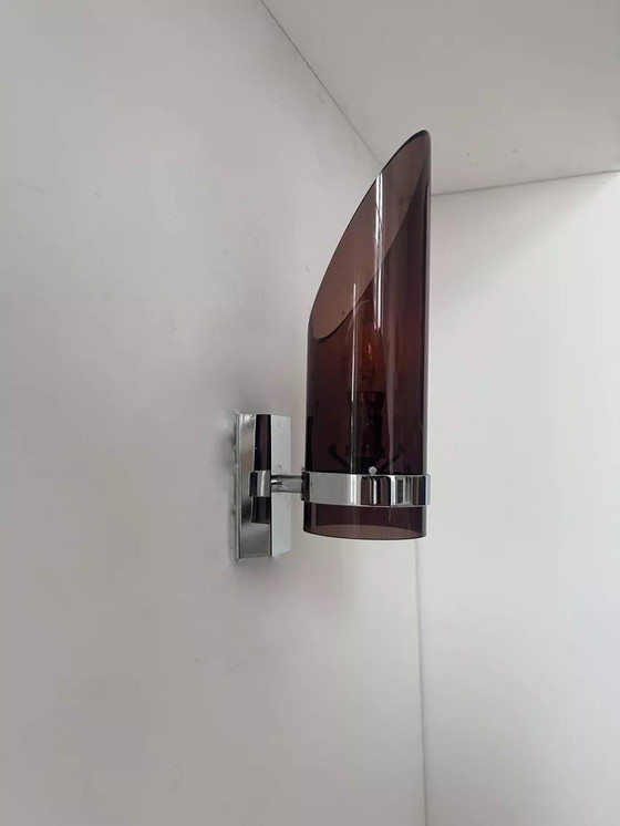 Image 1 of Lampada da parete in Altuglas cromato e fumé, Francia 1970