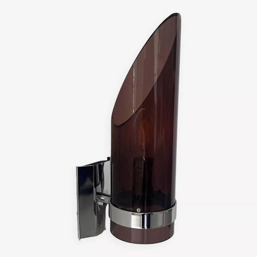 Lampada da parete in Altuglas cromato e fumé, Francia 1970