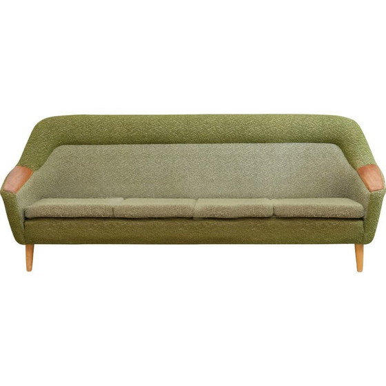 Image 1 of Vintage Norwegian olive boucle sofa, 1970s
