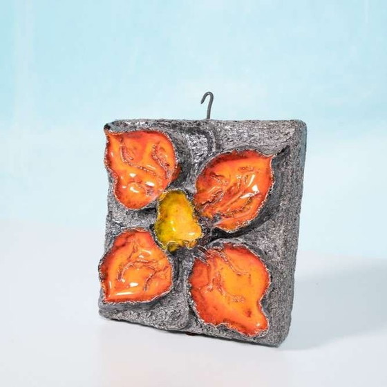 Image 1 of Space age fat lava wall tile Jan van Erp, 70s ceramic plate