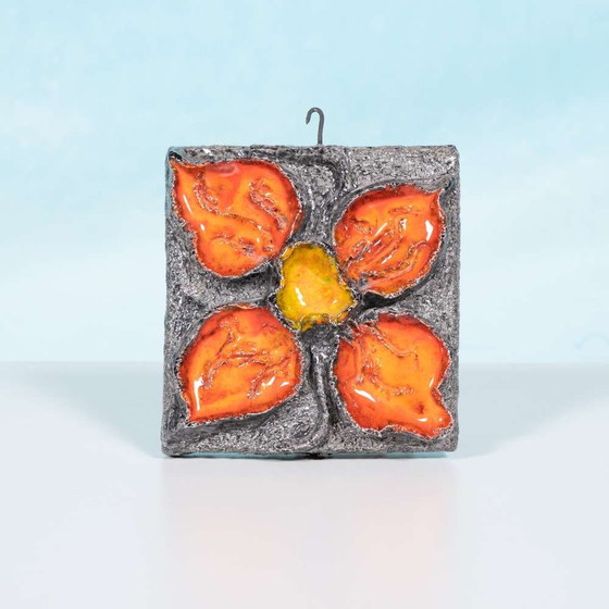 Image 1 of Space age fat lava wall tile Jan van Erp, 70s ceramic plate