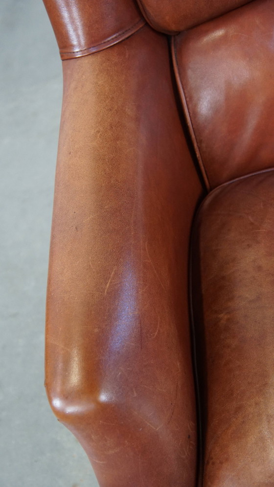 Image 1 of Beef Leather Armchair With Decorative Nails