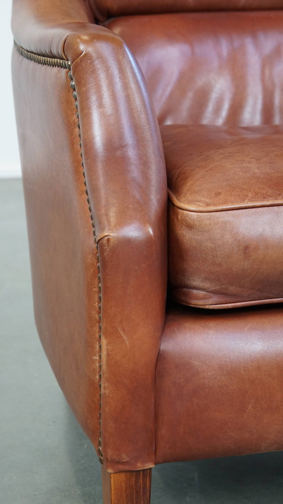Image 1 of Beef Leather Armchair With Decorative Nails