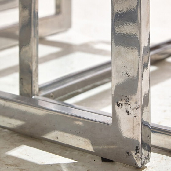 Image 1 of Set of 5 vintage chrome and glass coffee tables for Maison Charles, 1960