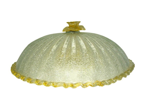 Image 1 of Large Ceiling Light, Flush Mount, Art Deco, Mid Century Modern, Murano Glass Art, Barovier I Toso, Hollywood Regency, Unique