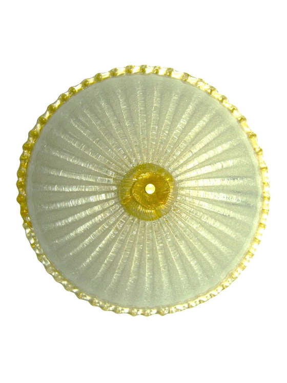 Image 1 of Large Ceiling Light, Flush Mount, Art Deco, Mid Century Modern, Murano Glass Art, Barovier I Toso, Hollywood Regency, Unique