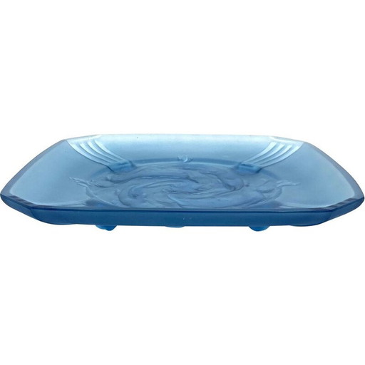 Vassoio vintage in vetro fuso di Verreries Des Hanots, Francia 1930