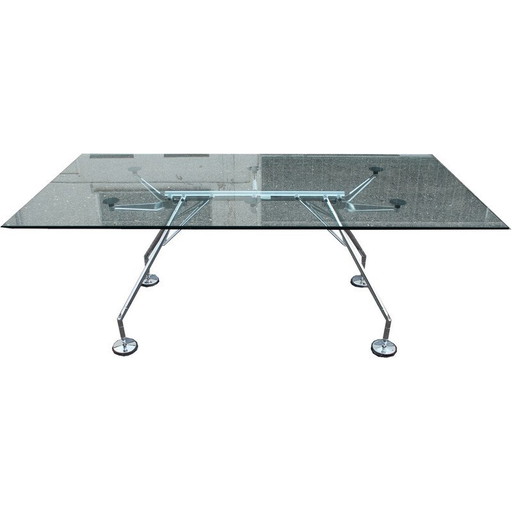 Vintage glass table model Nomos by Norman Foster for Tecno, Italy 1970s