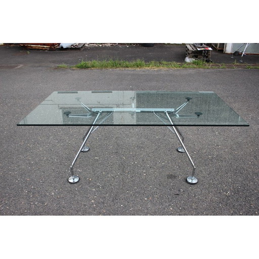Vintage glass table model Nomos by Norman Foster for Tecno, Italy 1970s