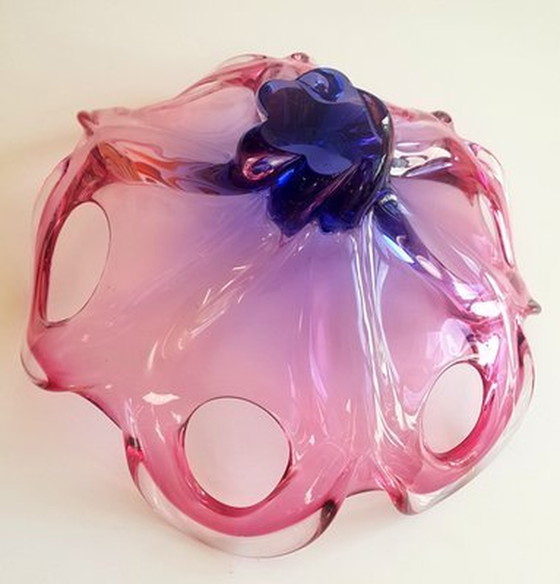 Image 1 of Pink & Lavender Coloured Murano Glass Bowl, 1950S