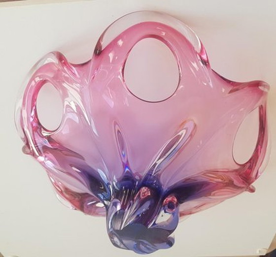 Image 1 of Pink & Lavender Coloured Murano Glass Bowl, 1950S