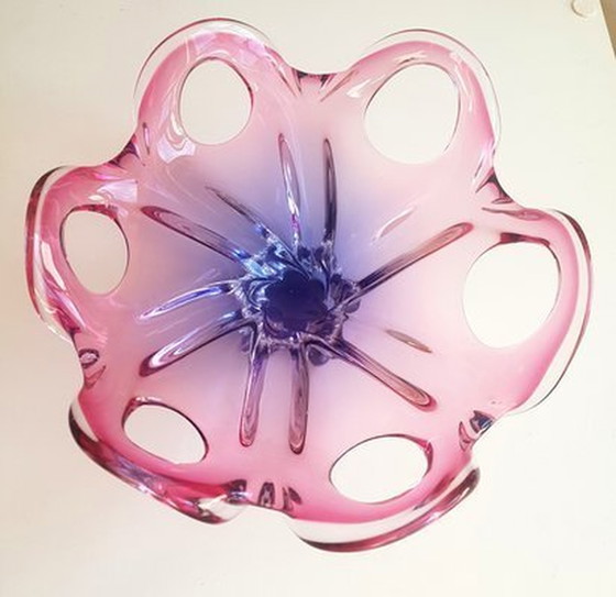 Image 1 of Pink & Lavender Coloured Murano Glass Bowl, 1950S