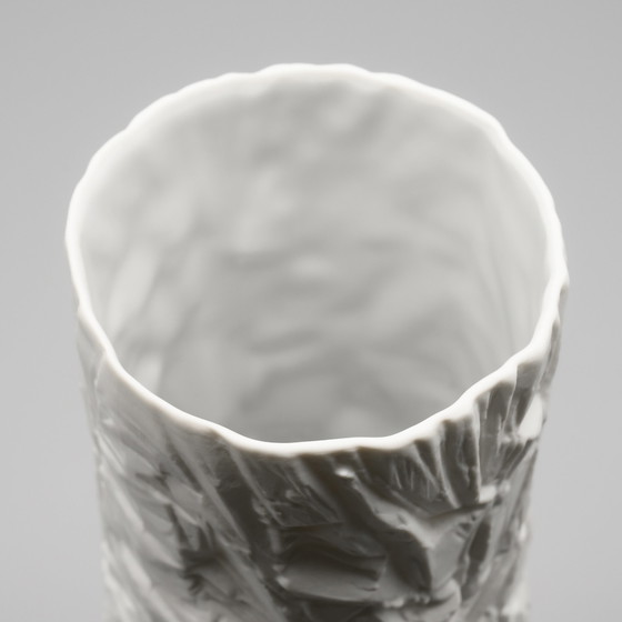 Image 1 of RARE OP-Art Design Relief Bisque Porcelain Vase Duo Schumann Arzberg & Scherzer