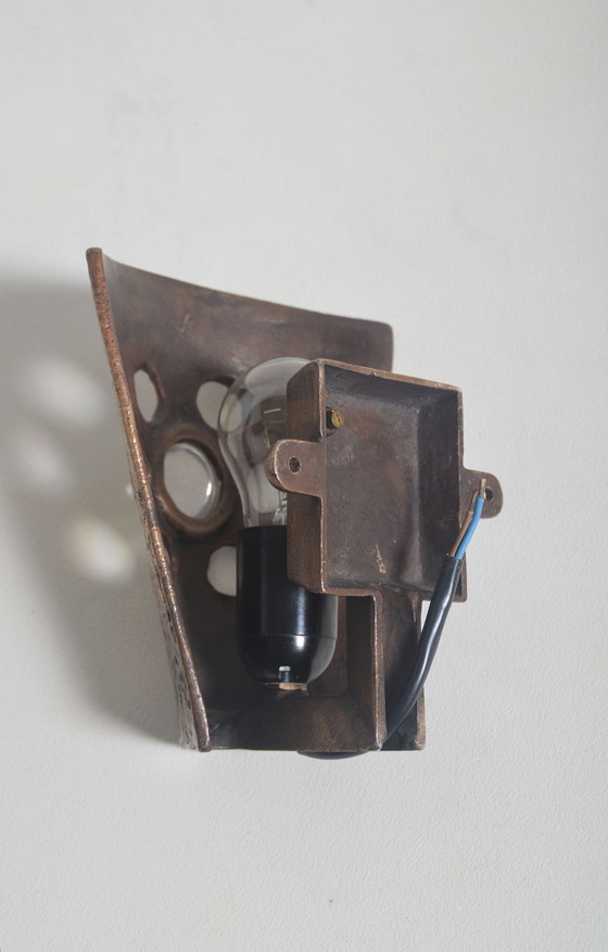 Image 1 of Set di lampade da parete brutaliste in bronzo, anni '60