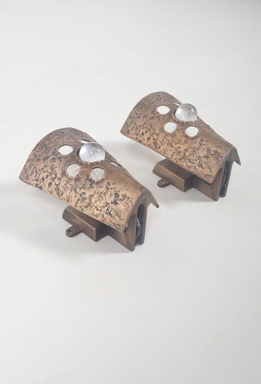 Set of Brutalist Wall Lights In Bronze, 1960s