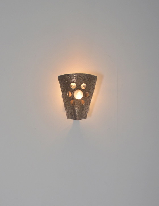 Image 1 of Set di lampade da parete brutaliste in bronzo, anni '60