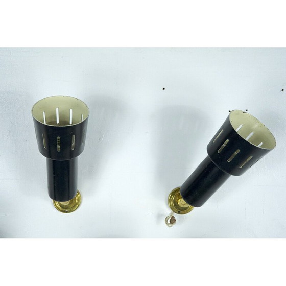 Image 1 of Set of 5 vintage wall lamps in brass and lacquered metal, Italy 1960s