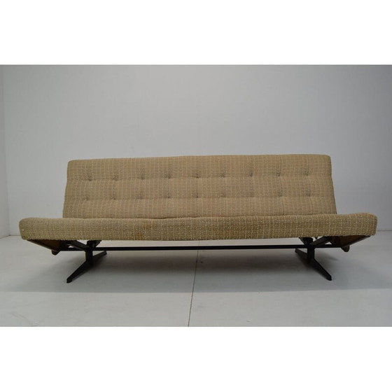 Image 1 of Vintage folding sofa bed in fabric and metal, Czechoslovakia 1970