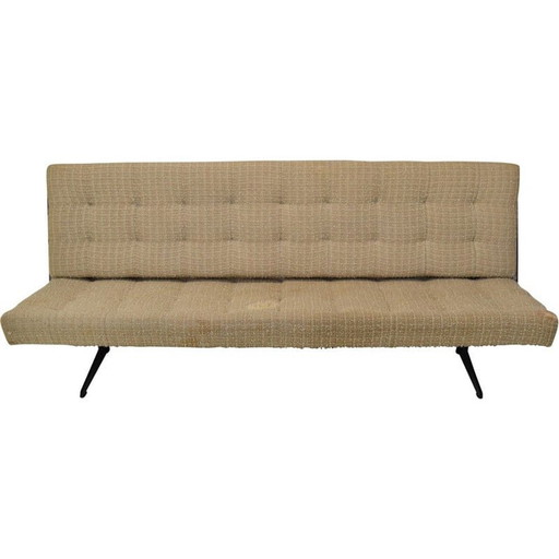 Vintage folding sofa bed in fabric and metal, Czechoslovakia 1970