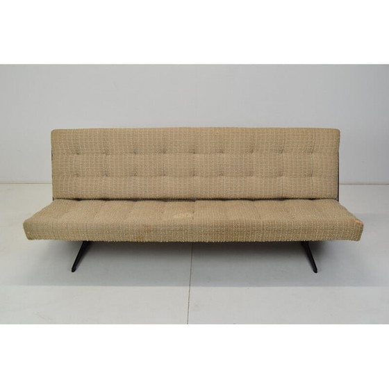 Image 1 of Vintage folding sofa bed in fabric and metal, Czechoslovakia 1970
